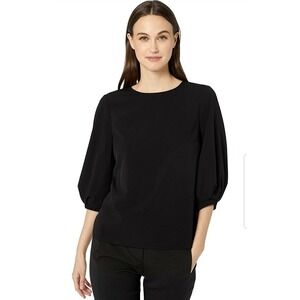 Lark & Ro Women Blouse Three Quarter Sleeve Small Black‎